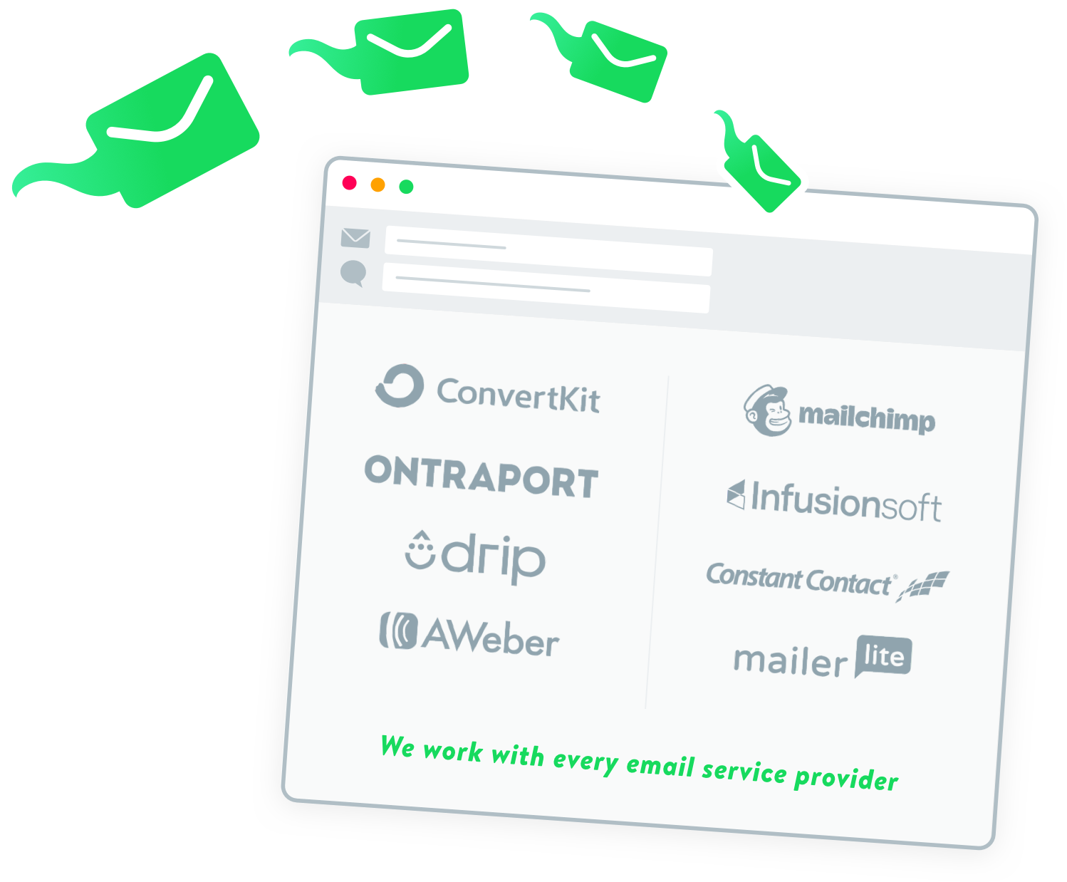 Drip Scripts works with every email service provider.
